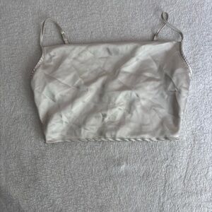 Forever 21 white satin zipper back women’s Camisole tank Top silk crop top